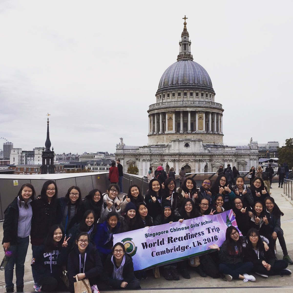 SCGS students by St Paul's Cathedral
