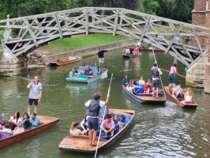 Students at Cambridge Punting along the river Cam.